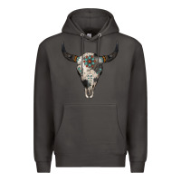 Smoke Cowhide Bull Skull Premium Hoodie - Jasminsmagicworld
