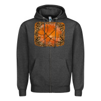 Charcoal Heather glitter leopard basketball background Zipper Hoodie - RanaPortraitStore