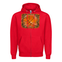 Red glitter leopard basketball background Zipper Hoodie - RanaPortraitStore