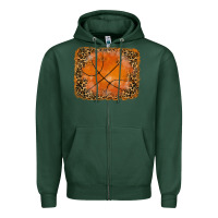 Sports Green glitter leopard basketball background Zipper Hoodie - RanaPortraitStore