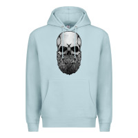Blue Mist creepy bald and bearded skull for halloween & skeletons fans t shirt Premium Hoodie - baoMotion