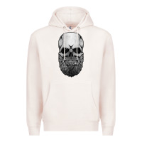 Pale Pink creepy bald and bearded skull for halloween & skeletons fans t shirt Premium Hoodie - baoMotion