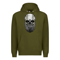 Army Green creepy bald and bearded skull for halloween & skeletons fans t shirt Premium Hoodie - baoMotion