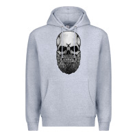 Heather Grey creepy bald and bearded skull for halloween & skeletons fans t shirt Premium Hoodie - baoMotion