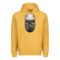 Mustard creepy bald and bearded skull for halloween & skeletons fans t shirt Premium Hoodie - baoMotion