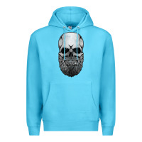 Ocean Blue creepy bald and bearded skull for halloween & skeletons fans t shirt Premium Hoodie - baoMotion
