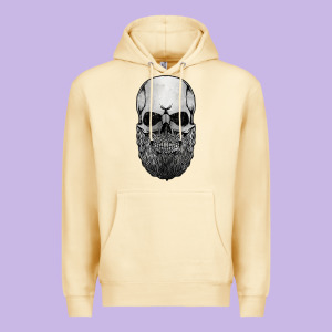 Creepy Bald And Bearded Skull For Halloween & Skeletons Fans T Shirt Premium Hoodie Designed By Baomotion
