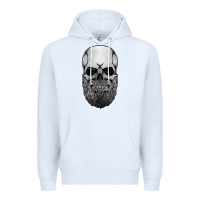 White creepy bald and bearded skull for halloween & skeletons fans t shirt Premium Hoodie - baoMotion