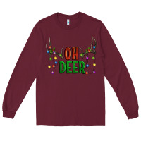 Burgundy Oh deer christmas Long Sleeve Tee - Artiststas