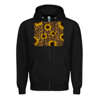 Black leopard sunflowers background Zipper Hoodie - RanaPortraitStore