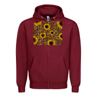 Burgundy leopard sunflowers background Zipper Hoodie - RanaPortraitStore