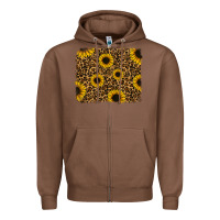 Chestnut leopard sunflowers background Zipper Hoodie - RanaPortraitStore