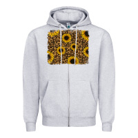 Heather Grey leopard sunflowers background Zipper Hoodie - RanaPortraitStore