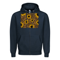 Navy leopard sunflowers background Zipper Hoodie - RanaPortraitStore