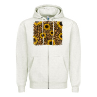 Oatmeal Heather leopard sunflowers background Zipper Hoodie - RanaPortraitStore