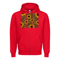 Red leopard sunflowers background Zipper Hoodie - RanaPortraitStore
