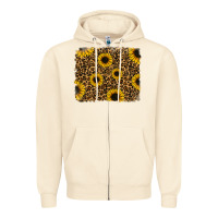 Sandshell leopard sunflowers background Zipper Hoodie - RanaPortraitStore