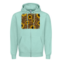 Seafoam leopard sunflowers background Zipper Hoodie - RanaPortraitStore