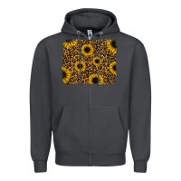 Smoke leopard sunflowers background Zipper Hoodie - RanaPortraitStore