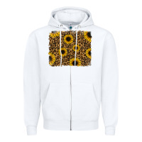White leopard sunflowers background Zipper Hoodie - RanaPortraitStore
