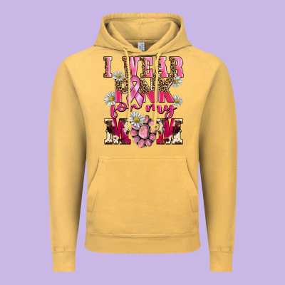 I Wear Pink For My Mom Vintage Hoodie Designed By Barkaloodesign