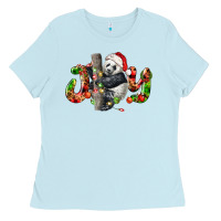 Baby Blue panda joy christmas Ladies Tee - LillyAllenDesigns