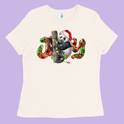 Panda Joy Christmas Ladies Tee Designed By Lillyallendesigns