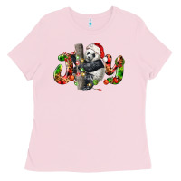 Bubblegum Pink panda joy christmas Ladies Tee - LillyAllenDesigns