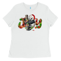 White panda joy christmas Ladies Tee - LillyAllenDesigns