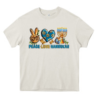 Cream Peace Love Hannukah Heavy Core Tee - BundleAndBundleShop
