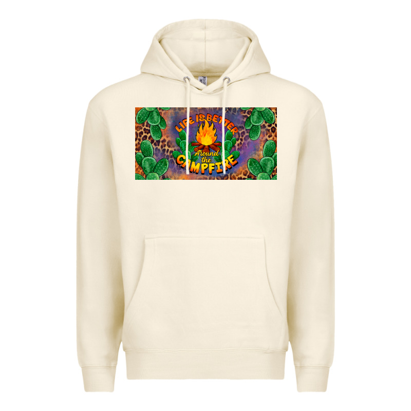 Life Is Better Around The Campfire License Plate Premium Hoodie by BarkalooDesign | Teevron