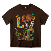 Chocolate Brown Western Love with Gun Heavy Core Tee - BundleAndBundleShop