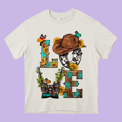 Western Love With Gun Heavy Core Tee Designed By Bundleandbundleshop
