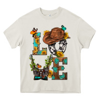 Cream Western Love with Gun Heavy Core Tee - BundleAndBundleShop