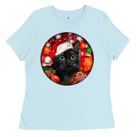 Baby Blue christmas bombay cat Ladies Tee - LillyAllenDesigns