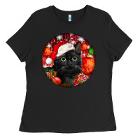 Black christmas bombay cat Ladies Tee - LillyAllenDesigns