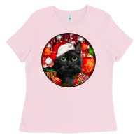 Bubblegum Pink christmas bombay cat Ladies Tee - LillyAllenDesigns