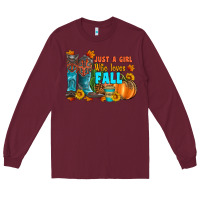 Burgundy jusa a girl who loves fall Long Sleeve Tee - Artiststas