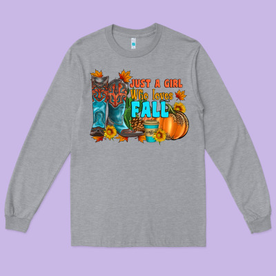 Jusa A Girl Who Loves Fall Long Sleeve Tee Designed By Artiststas