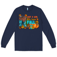 Navy jusa a girl who loves fall Long Sleeve Tee - Artiststas