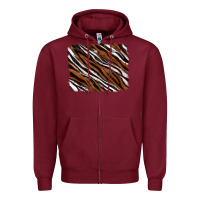 Burgundy Tiger zebra background Zipper Hoodie - RanaPortraitStore