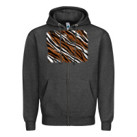Charcoal Heather Tiger zebra background Zipper Hoodie - RanaPortraitStore