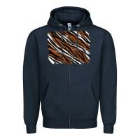 Navy Tiger zebra background Zipper Hoodie - RanaPortraitStore