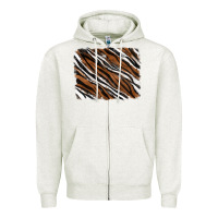 Oatmeal Heather Tiger zebra background Zipper Hoodie - RanaPortraitStore