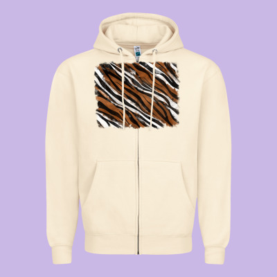 Tiger Zebra Background Zipper Hoodie Designed By Ranaportraitstore
