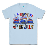 Dusty Blue Western Truck Hello Fourth Of July America Classic Tee - FaDigitalArtStudio