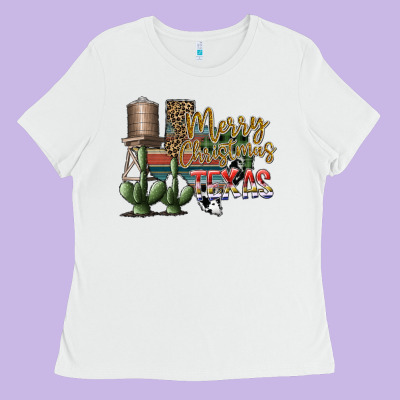 Merry Christmas Texas Ladies Tee Designed By Sublimationcraftshop