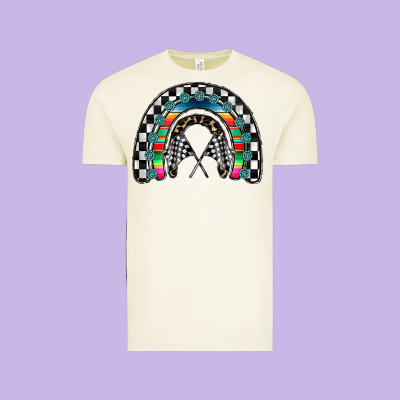 Racing Rainbow Vintage Tee Designed By Cowhidedigitalart