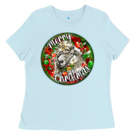 Baby Blue christmas lincoln sheep Ladies Tee - LillyAllenDesigns