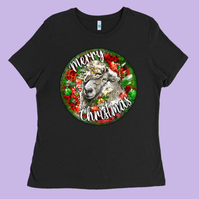 Christmas Lincoln Sheep Ladies Tee Designed By Lillyallendesigns